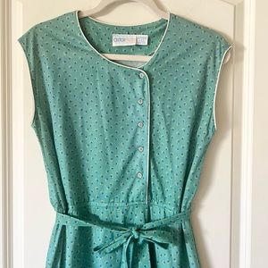 Vintage Astor One belted Dress Green with small floral print
